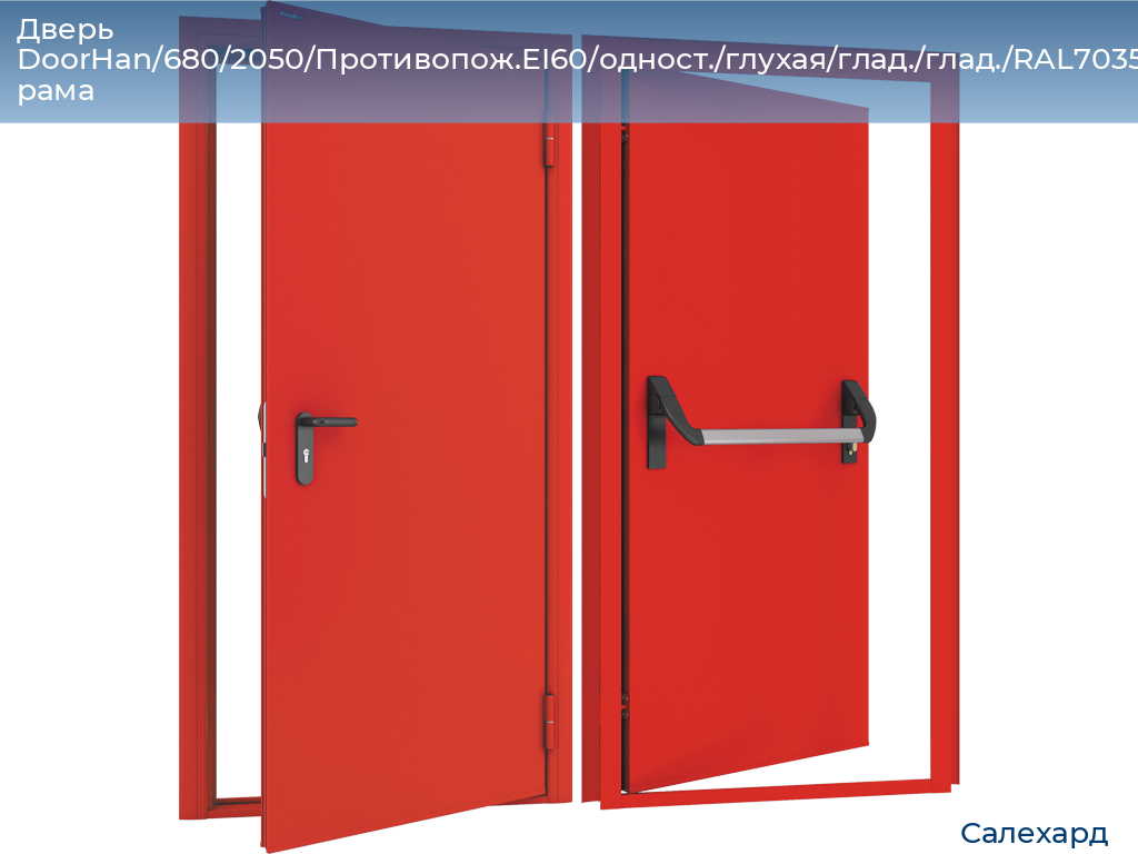 Дверь DoorHan/680/2050/Противопож.EI60/одност./глухая/глад./глад./RAL7035/лев./угл. рама, salekhard.doorhan.ru