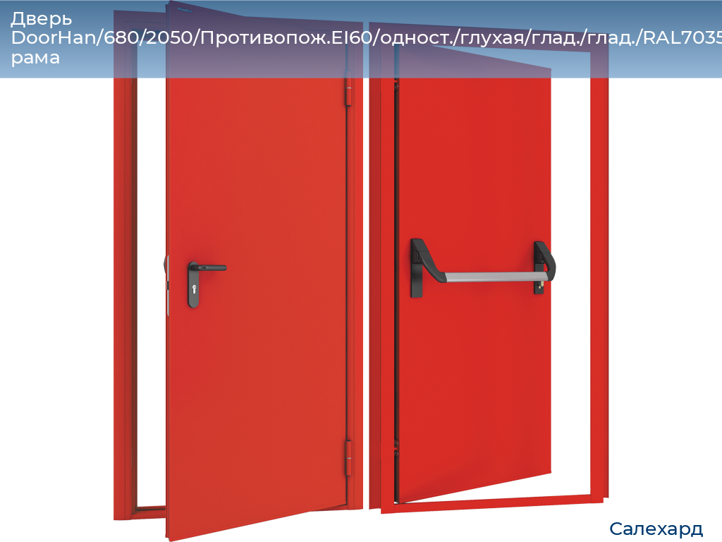 Дверь DoorHan/680/2050/Противопож.EI60/одност./глухая/глад./глад./RAL7035/прав./угл. рама, salekhard.doorhan.ru
