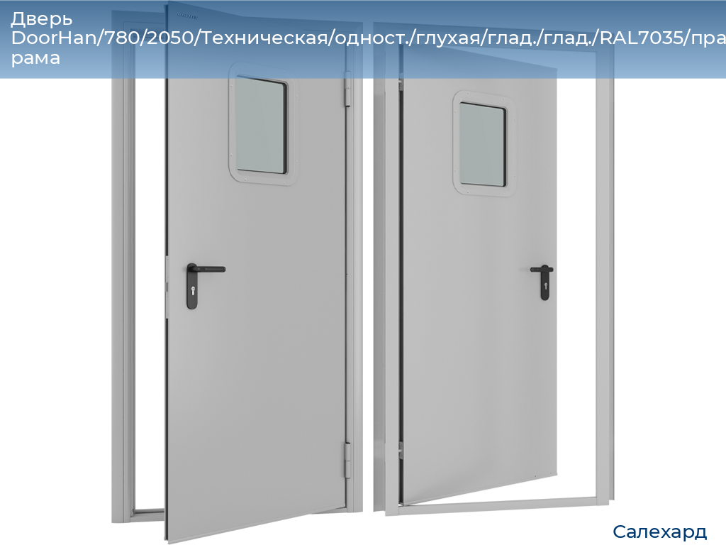 Дверь DoorHan/780/2050/Техническая/одност./глухая/глад./глад./RAL7035/прав./угл. рама, salekhard.doorhan.ru