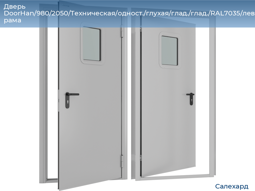 Дверь DoorHan/980/2050/Техническая/одност./глухая/глад./глад./RAL7035/лев./угл. рама, salekhard.doorhan.ru